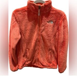 North Face Osito small orange super soft fleece jacket with zipper pockets.